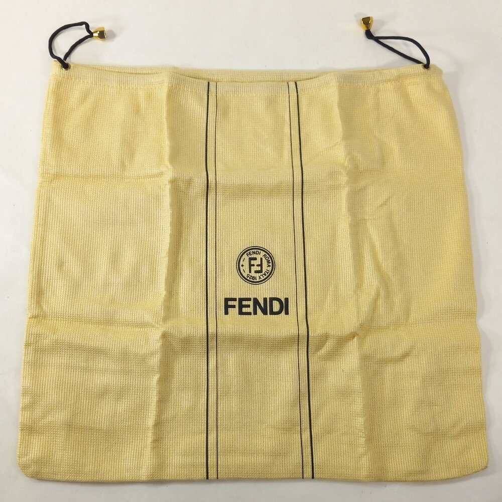 Fendi Dust Bag Travel Storage Pouch Drew String Bag Yellow Large 14"x13." Italy